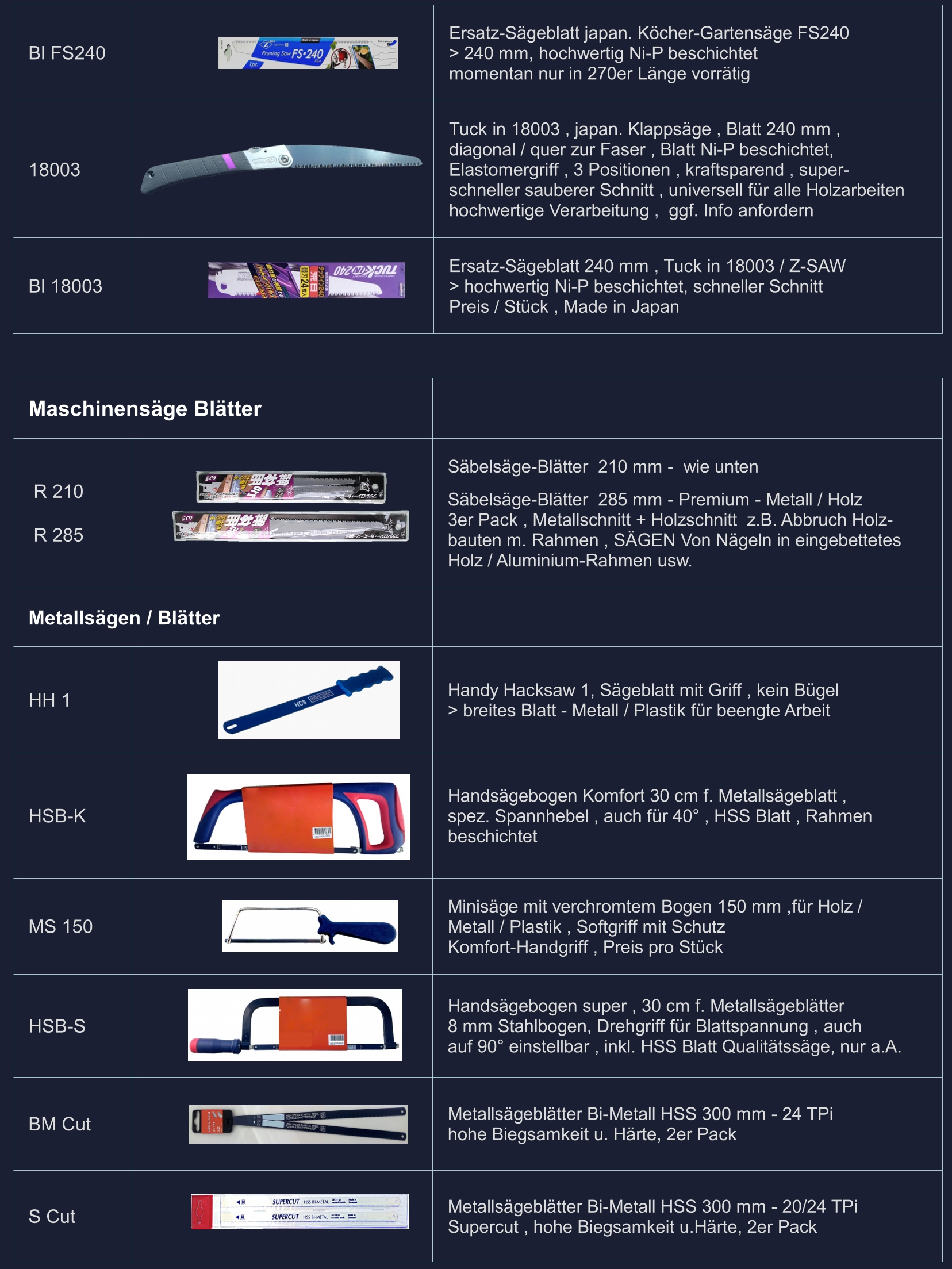 Klappsaege 18003 , Metallsaegen