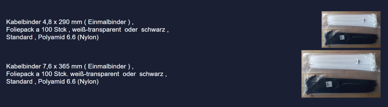 Kabelbinder für Netze