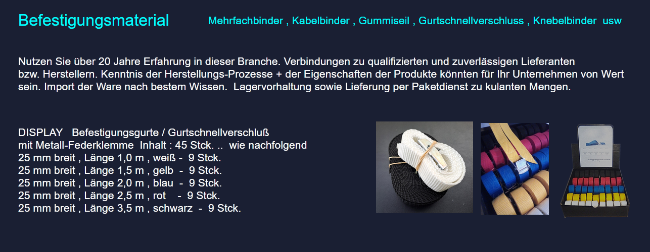 Befestigungsgurte Display