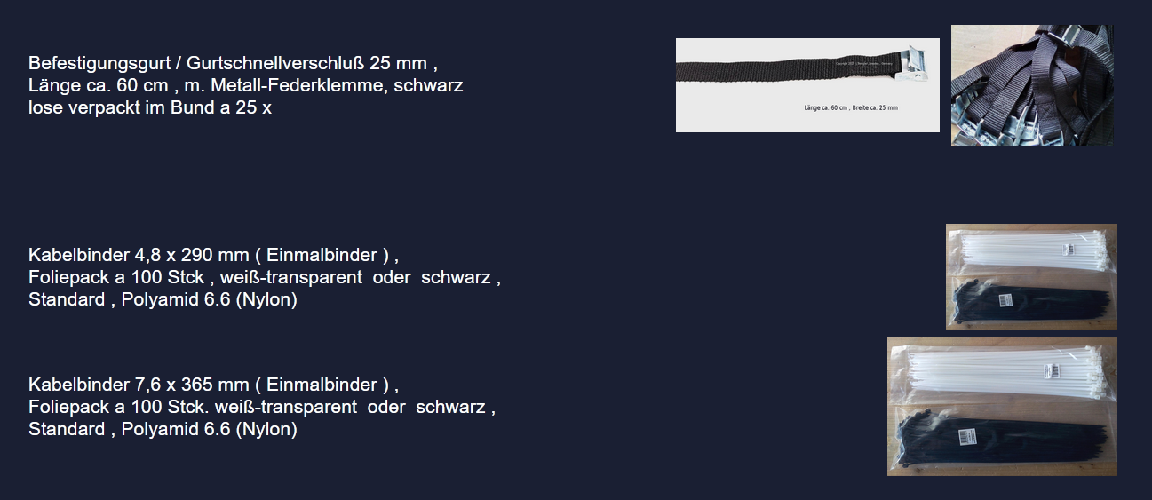 Gurte mit Metallfederklemme 60 cm